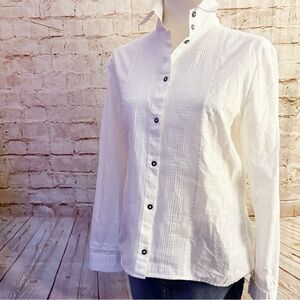 Boudicca cotton pleated button up shirt